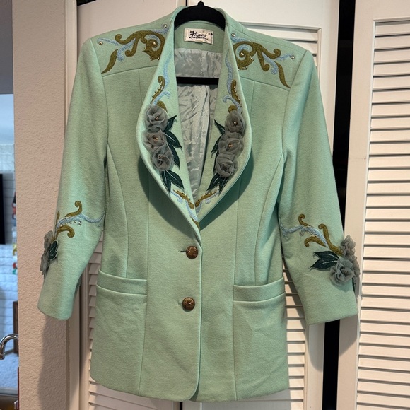 Flyover Top Fashion | Jackets & Coats | Vintage Mint Green Embroidered ...